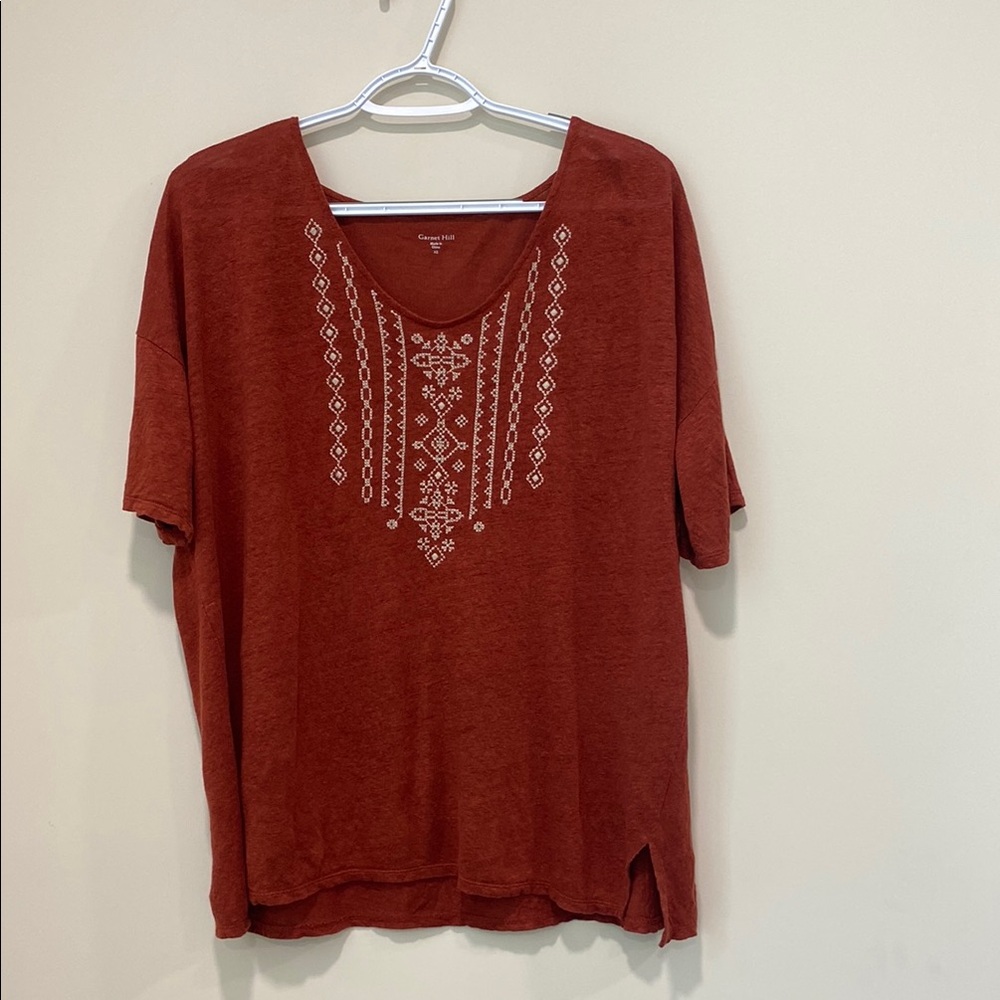 Garnet Hill Red Embellished Blouse